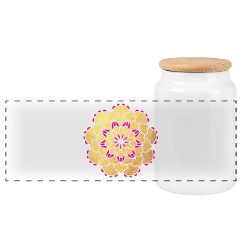 Mandala Gold Blume Yoga Indien Mediation Luxus om - Panorama Keksdose mit Holzdeckel - Weiß - Vorne