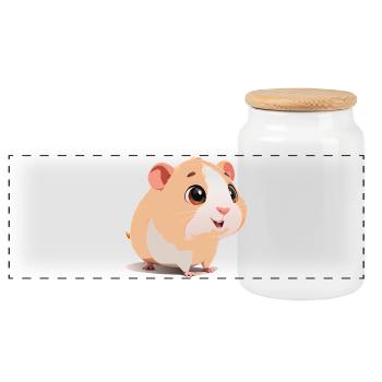 Lustiges und neugieriges Meerschweinchenbaby - Panorama Keksdose mit Holzdeckel - Weiß - Vorne