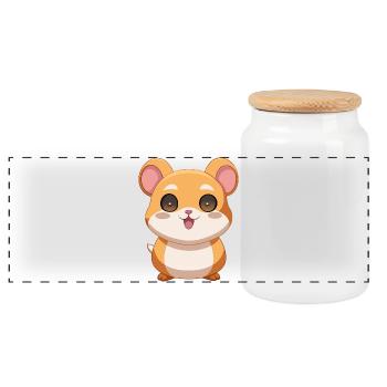Funny and curious baby guinea pig - Panoramic Cookie Jar with Wooden Lid - white - Front