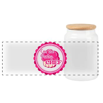 I M THE PASTRY CHEF - Panoramic Cookie Jar with Wooden Lid - white - Front