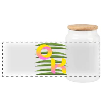 SUMMER PALM TREES OK - Panoramic Cookie Jar with Wooden Lid - white - Front