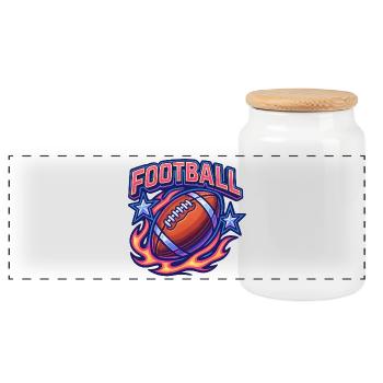 Lebendige Football-Design mit Flammen - Panorama Keksdose mit Holzdeckel - Weiß - Vorne