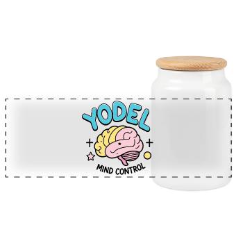 Yodel Mind Control - Panoramic Cookie Jar with Wooden Lid - white - Front