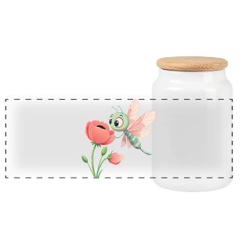 Baby Bunte Libelle In Der Nähe Einer Blume (V03) - Panorama Keksdose mit Holzdeckel - Weiß - Vorne