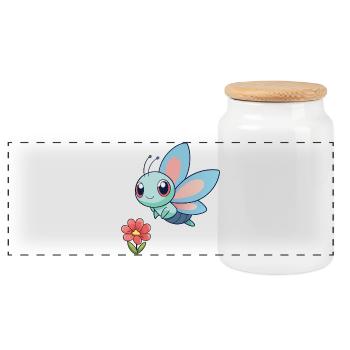 Baby Bunte Libelle In Der Nähe Einer Blume - Panorama Keksdose mit Holzdeckel - Weiß - Vorne