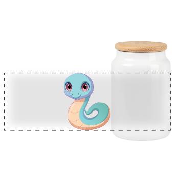 Bébé serpent - Boîte à biscuits avec couvercle en bois - blanc - Devant