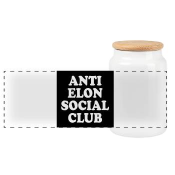 anti elon social club - Panorama Keksdose mit Holzdeckel - Weiß - Vorne