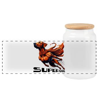Super chien Rhodesian Ridgeback RR Ridgie cadeau - Boîte à biscuits avec couvercle en bois - blanc - Devant