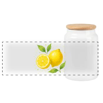 Lemons - Panoramic Cookie Jar with Wooden Lid - white - Front