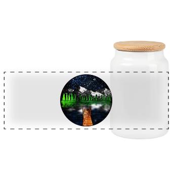 Scène de lac cosmique - Boîte à biscuits avec couvercle en bois - blanc - Devant