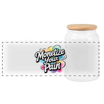 Montetize Your Pain - Panoramic Cookie Jar with Wooden Lid - white - Front