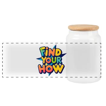 Find Your How - Panoramic Cookie Jar with Wooden Lid - white - Front