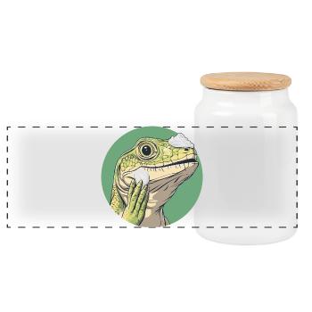 Rasage des lézards – plus doux que jamais ! - Boîte à biscuits avec couvercle en bois - blanc - Devant