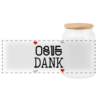 DANKE SAGEN DANKBARKEIT LUSTIG 0815 DANK - Panorama Keksdose mit Holzdeckel - Weiß - Vorne