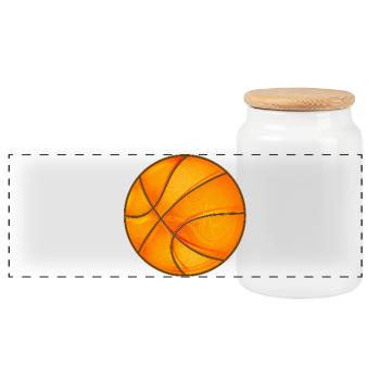 Ballon de basket lumineux en orange - Sports Design - Boîte à biscuits avec couvercle en bois - blanc - Devant