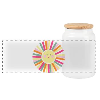 Sunshine puts you in a good mood, colorful sun - Panoramic Cookie Jar with Wooden Lid - white - Front