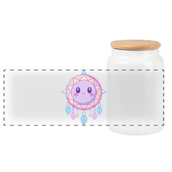 Kawaii pink and purple dreamcatcher - Panoramic Cookie Jar with Wooden Lid - white - Front