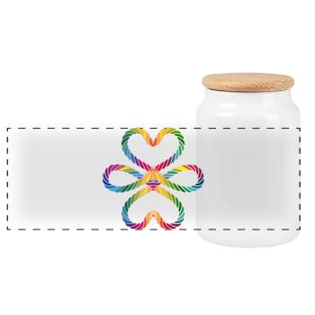 Colorful Cord Heart Symbol - Love & Connection - Panoramic Cookie Jar with Wooden Lid - white - Front