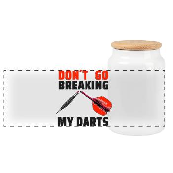 Darts Shirt dont go breaking my darts - Panorama Keksdose mit Holzdeckel - Weiß - Vorne