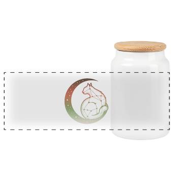 Patience - Panoramic Cookie Jar with Wooden Lid - white - Front