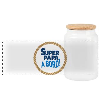 Super Dad on board - Panoramic Cookie Jar with Wooden Lid - white - Front