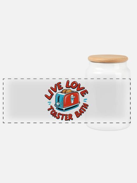 Live Love Toaster Bath - Panoramic Cookie Jar with Wooden Lid - white