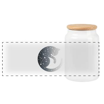 Silence - Panoramic Cookie Jar with Wooden Lid - white - Front