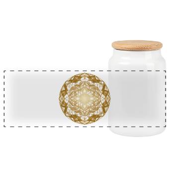 Mandala de géométrie sacrée - Boîte à biscuits avec couvercle en bois - blanc - Devant