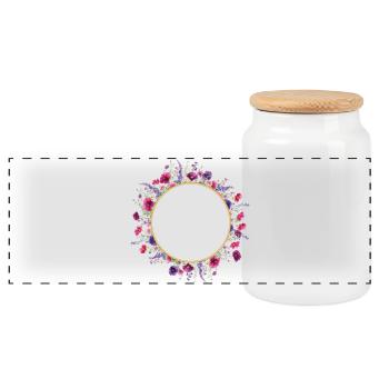 Wildblumen - Blumenkranz Personalisierbar - Panorama Keksdose mit Holzdeckel - Weiß - Vorne