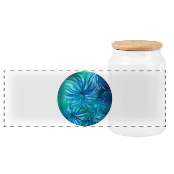 Summer colours - hand-painted by Martina Eßer - Panoramic Cookie Jar with Wooden Lid - white - Front