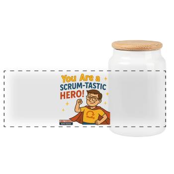 Vous êtes un héros Scrum-tastique ! - Boîte à biscuits avec couvercle en bois - blanc - Devant