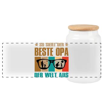 So Sieht Der Beste Opa Der Welt Aus - Panorama Keksdose mit Holzdeckel - Weiß - Vorne