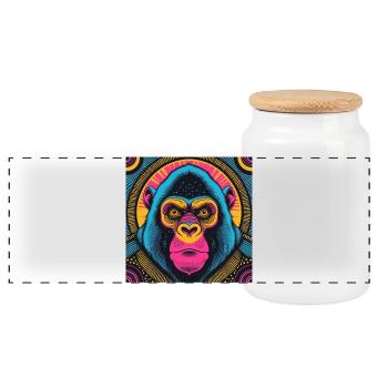 Electric Gorilla - Panoramic Cookie Jar with Wooden Lid - white - Front