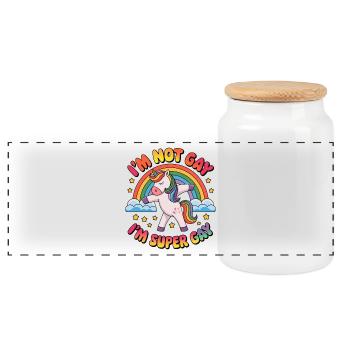 Mois de la fierté LGBTQ - Je ne suis pas gay, je suis supergay - Boîte à biscuits avec couvercle en bois - blanc - Devant