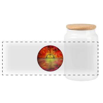 Kosmische Sonnenuntergangsszene - Panorama Keksdose mit Holzdeckel - Weiß - Vorne