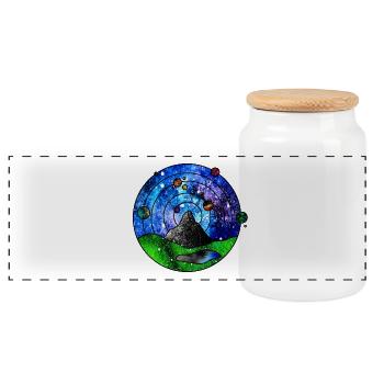 Cosmic Scenery - Panoramic Cookie Jar with Wooden Lid - white - Front