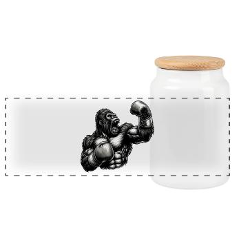 Gorilla Boxer Kämpfer Boxen brüllt Geschenk - Panorama Keksdose mit Holzdeckel - Weiß - Vorne