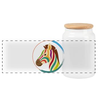 Farbenfrohes Zebra – Einzigartiger Streifenlook - Panorama Keksdose mit Holzdeckel - Weiß - Vorne
