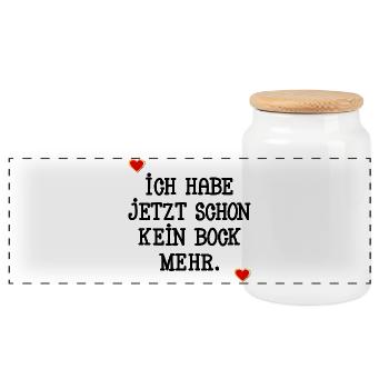MOTIVATION KEIN BOCK - Panorama Keksdose mit Holzdeckel - Weiß - Vorne