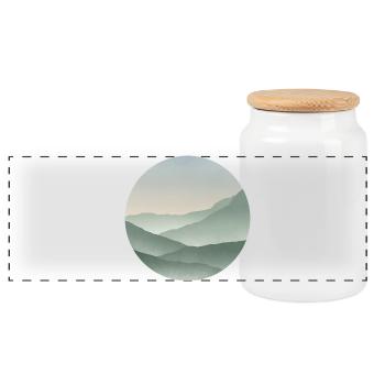 Mountains in pastel shades Serenity - Panoramic Cookie Jar with Wooden Lid - white - Front