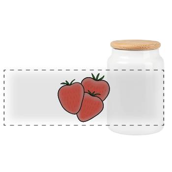 Leckere Frucht Erdbeere - Panorama Keksdose mit Holzdeckel - Weiß - Vorne