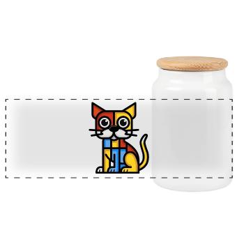 Image colorée d’un chien cubiste - Boîte à biscuits avec couvercle en bois - blanc - Devant