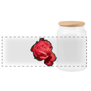 Rote Rose - Panorama Keksdose mit Holzdeckel - Weiß - Vorne