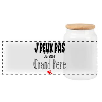 J'Peux Pas Je suis Grand Père - Boîte à biscuits avec couvercle en bois - blanc - Devant