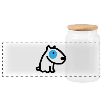CORSO LE CHIEN à l'oeil bleu - Boîte à biscuits avec couvercle en bois - blanc - Devant