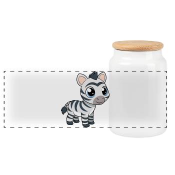 Baby Zebra with Big Blue Eyes - Panoramic Cookie Jar with Wooden Lid - white - Front