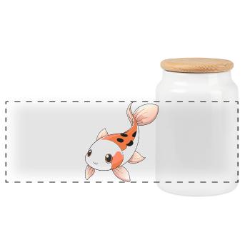 Carpe koi showa mignonne - Boîte à biscuits avec couvercle en bois - blanc - Devant