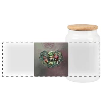 Les trois fées, compagnes du cœur magique - Boîte à biscuits avec couvercle en bois - blanc - Devant