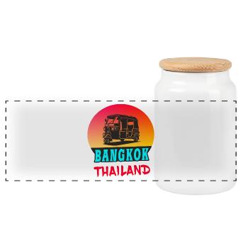 Bangkok Tuk-Tuk Thaïlande Design - Boîte à biscuits avec couvercle en bois - blanc - Devant