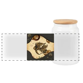 La merveille mécanique de l’océan : un poisson steampunk - Boîte à biscuits avec couvercle en bois - blanc - Devant